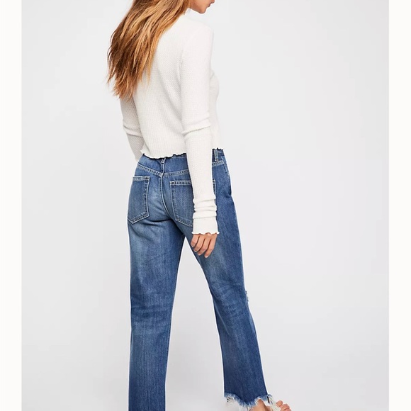 NWT Free People Women’s 25 Maggie Mid Rise Straight - Leg Jeans sequ… - Picture 2 of 3